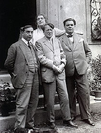 Foto Alfons Paquet, René Schickele, O.E. Sutter, Beatrice Sutter-Cottlar, vermutlich 1931